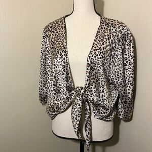 Leopard Print Tie-Front Women's Top